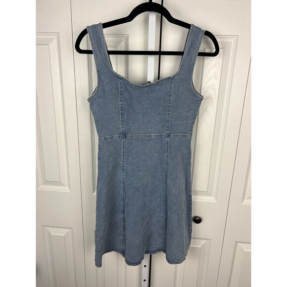 RSQ Denim Zip Front Sleeveless Dress Size Medium Denim Jean Dress Jumper - Picture 5 of 6